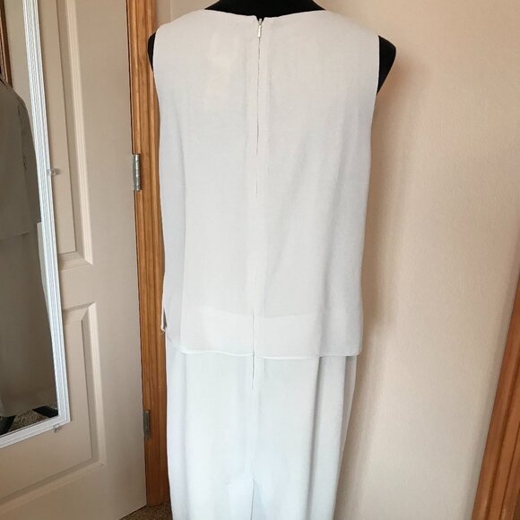 R&M Richards Karen Kwong 70s Floral Leaf Embroidered Cream Blouson Dress Size 12 - Picture 13 of 16